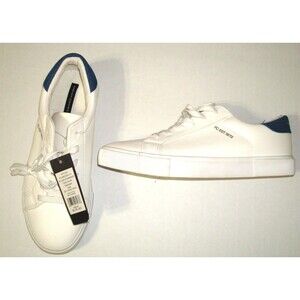 New NWT $78 Womens 10 French Connection Sneakers White Blue Logo Fashion Casual